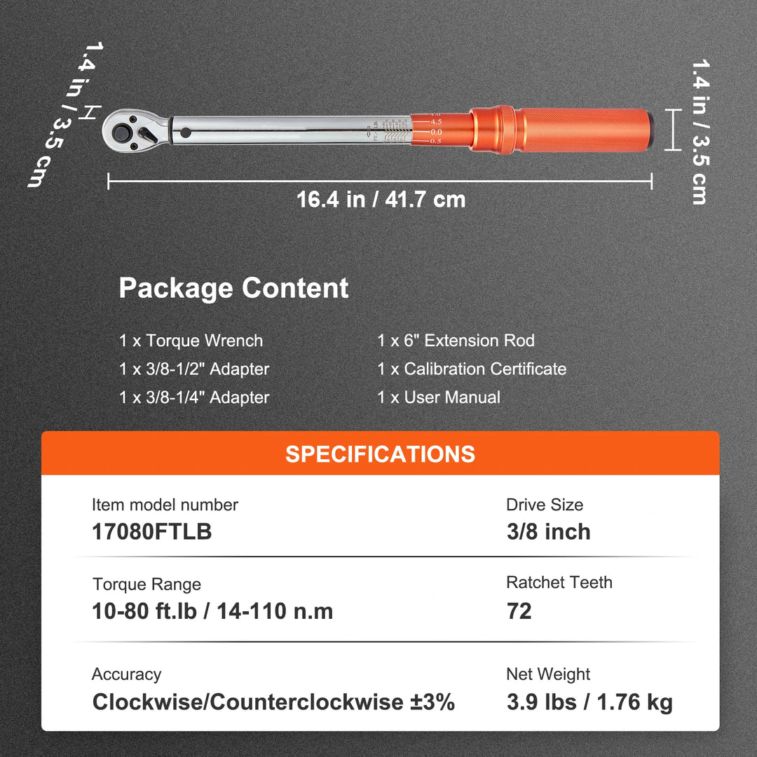 Torque Wrench Set – Dual-Direction Adjustable Mechanical Wrench Kit