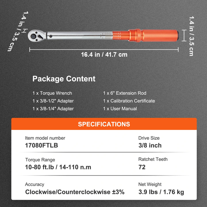 Torque Wrench Set – Dual-Direction Adjustable Mechanical Wrench Kit