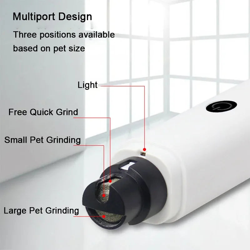 Electric Dog Nail Grinder with LED Light – Rechargeable USB Charging Pet Nail Clippers