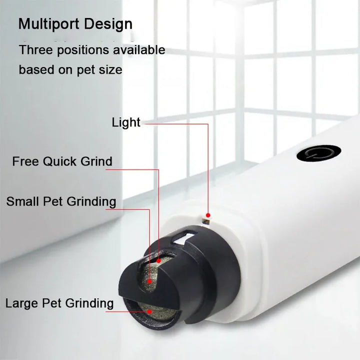 Electric Dog Nail Grinder with LED Light – Rechargeable USB Charging Pet Nail Clippers