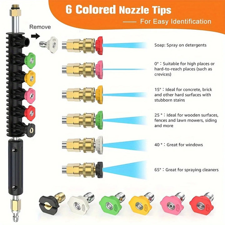 4000 PSI High Pressure Washer Extension Wand – 10pcs Set with Quick Connect Nozzles
