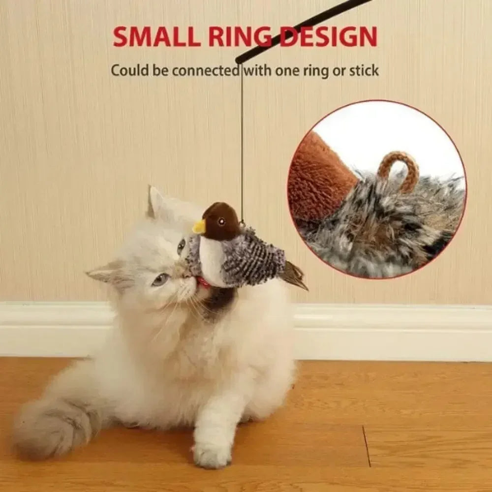 Interactive Electric Chirping Bird Cat Toy with Feather & Catnip